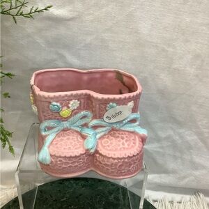Pink and Blue Decorative Boot Planter